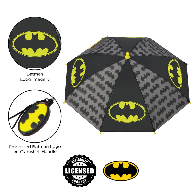 DC Comics Little Kids Umbrella and Lightweight Rain Slicker Set for Boys, Black Batman, Age 4-5 - Image 3